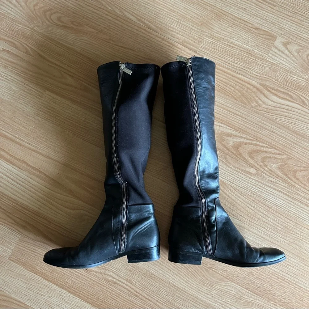 Michael Kors Black Leather Hamilton Tall Boots 6.5M